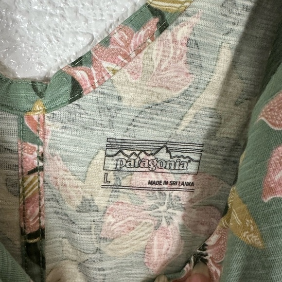 Patagonia Porch Song Dress In Blossom Elwood Green Organic Cotton Size L NEW NWT - Picture 3 of 7